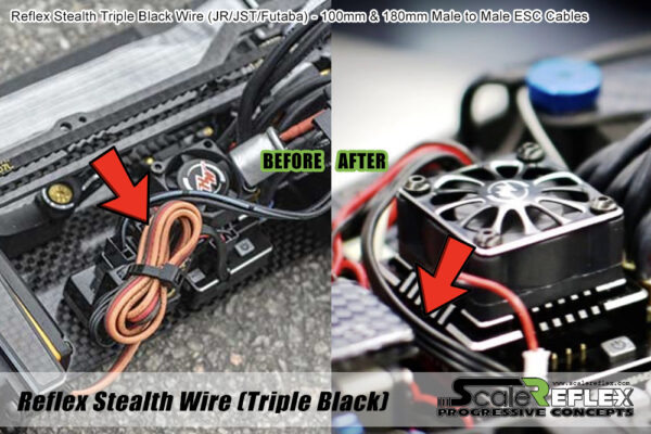 Reflex Wire Triple Black Servo / ESC Wire (80mm / 100mm / 180mm / 250mm) - 700105 700110 700125 700130 - Image 3