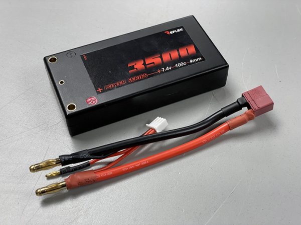 REFLEX SHORTY LIPO 7.4v 2S 3500mah 100C Lipo Battery (w Cable 4.0mm Bullet to Deans) – 136g / 18.5mm Thick