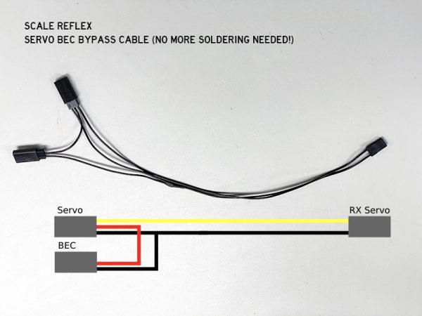 Reflex BLACK SERVO BEC BYPASS PATCH CABLE ESC Wire (SOLDER FREE BEC SOLUTION) 700775