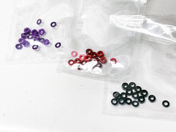 VARIETY PACK: M3 Aluminum Shims (0.5mm / 1mm 2mm 3mm) (16-Pack) RED PURPLE BLACK - 830031 830032 830033 - Image 7