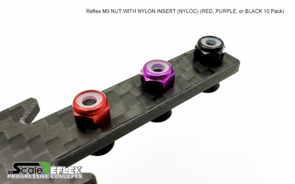 M3 NUTS (NYLOCK) - Aluminum (10-Pack) RED PURPLE BLACK - 814100 814120 814130