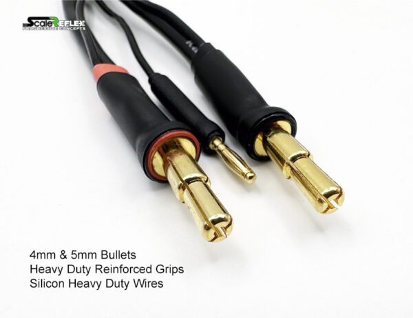 REFLEX JUMPER CABLES – PRO HD XT60 TO 4MM / 5MM BULLETS BALANCE 2S LIPO BATTERY CHARGING CABLE - 700395 - Image 3